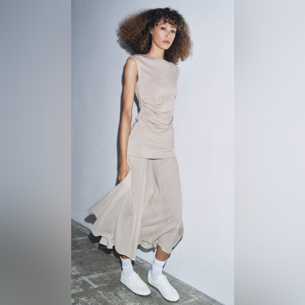 Zara co-ord set draped top/soft skirt